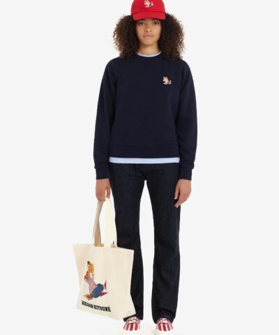 Maison Kitsuné Frenchie Dressed Fox Patch Adjusted Sweatshirt In Navy
