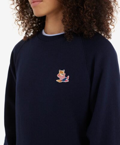 Maison Kitsuné Frenchie Dressed Fox Patch Adjusted Sweatshirt In Navy