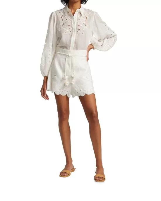 Zimmermann Nina Embroidered Shorts