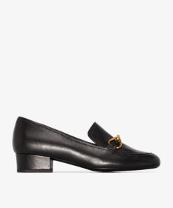 By Far Black Lino 35 Leather Loafers