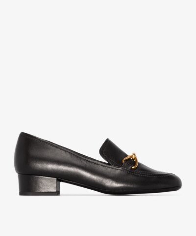 By Far Black Lino 35 Leather Loafers