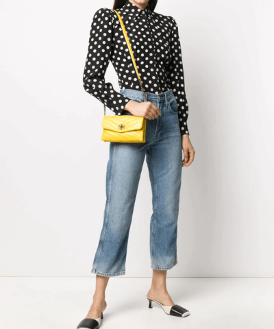 Tory Burch Kira Chevron Chain Wallet Crossbody Bag, Yellow