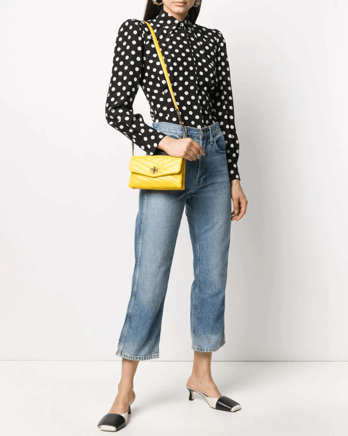 Tory Burch Kira Chevron Chain Wallet Crossbody Bag, Yellow
