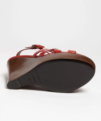 Burberry Red Delamer Platform Wedges Sandal