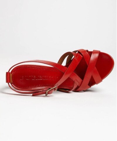 Burberry Red Delamer Platform Wedges Sandal