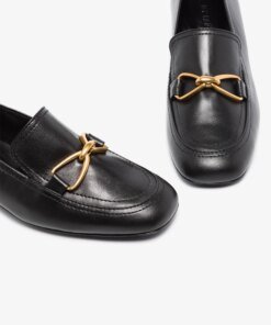 By Far Black Lino 35 Leather Loafers