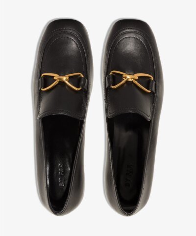 By Far Black Lino 35 Leather Loafers