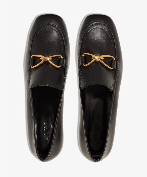 By Far Black Lino 35 Leather Loafers