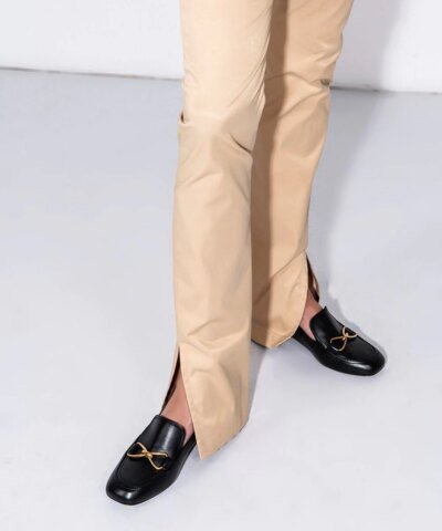 By Far Black Lino 35 Leather Loafers