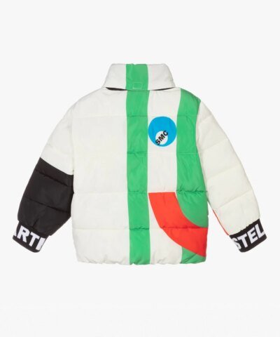 Stella McCartney Boys White & Green Puffer Coat