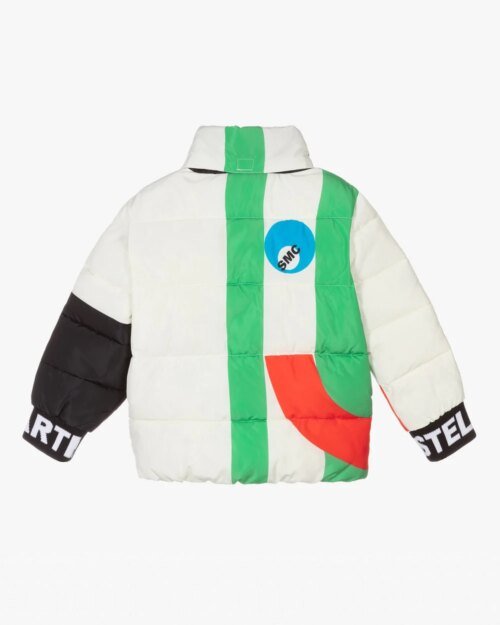 Stella McCartney Boys White & Green Puffer Coat