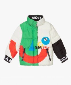 Stella McCartney Boys White & Green Puffer Coat