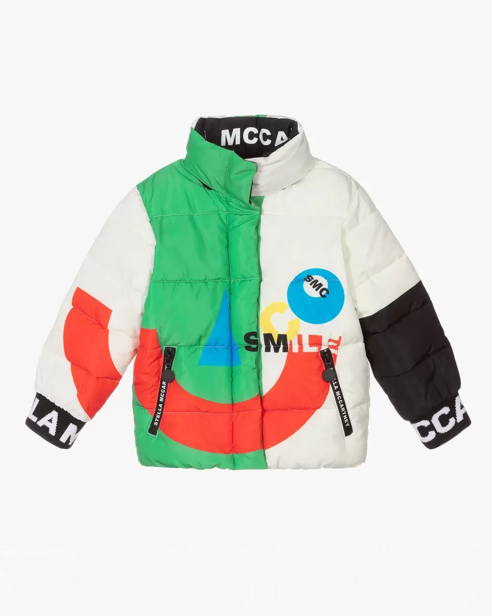 Stella McCartney Boys White & Green Puffer Coat