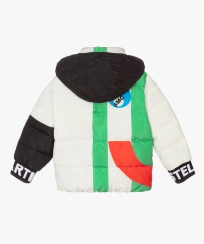 Stella McCartney Boys White & Green Puffer Coat