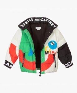 Stella McCartney Boys White & Green Puffer Coat