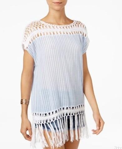 STEVE MADDEN CROCHET PONCHO & SWIM COVER-UP