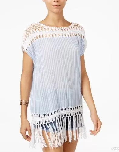 STEVE MADDEN CROCHET PONCHO & SWIM COVER-UP