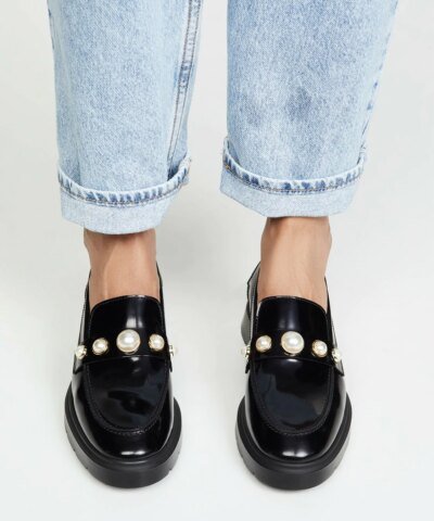 Stuart Weitzman Suki Patent Pearly Loafers