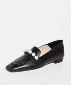 Stuart Weitzman Mickee Pearls Loafers, Black
