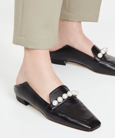 Stuart Weitzman Mickee Pearls Loafers, Black