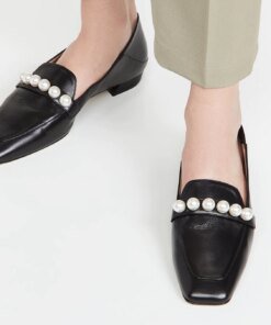Stuart Weitzman Mickee Pearls Loafers, Black
