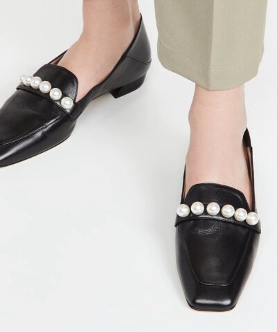 Stuart Weitzman Mickee Pearls Loafers, Black