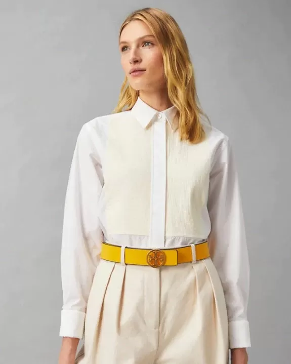 Tory Burch T Monogram Jacquard Belt, Goldfinch