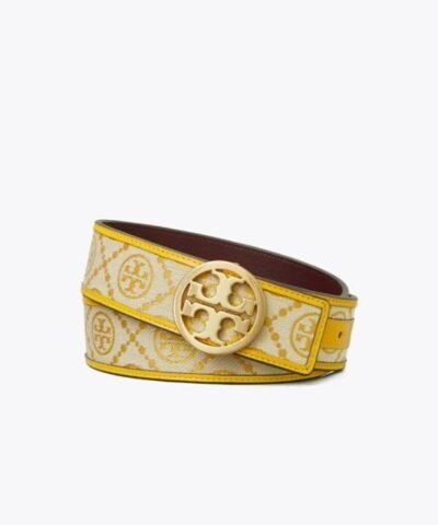 Tory Burch T Monogram Jacquard Belt, Goldfinch