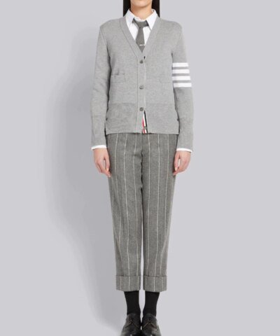 Thom Browne 4-Bar Stripe Cardigan, Grey