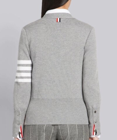 Thom Browne 4-Bar Stripe Cardigan, Grey