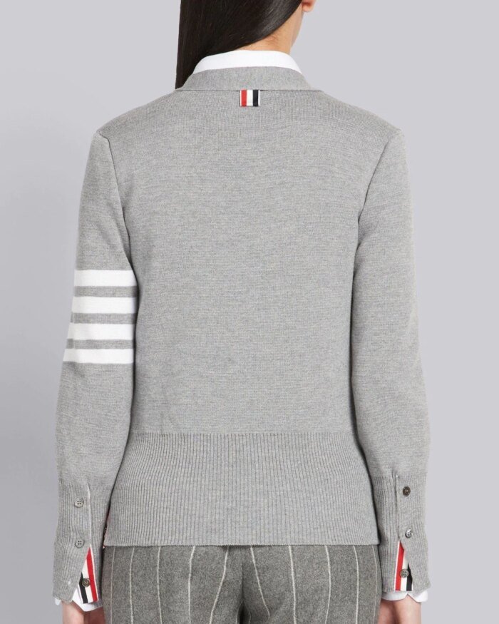 Thom Browne 4-Bar Stripe Cardigan, Grey