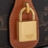 Celine Clutch On Strap In Triomphe Canvas And Calfskin Tan