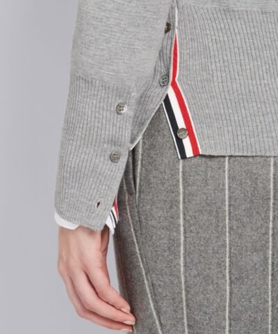 Thom Browne 4-Bar Stripe Cardigan, Grey