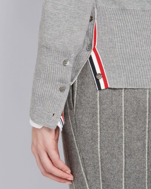 Thom Browne 4-Bar Stripe Cardigan, Grey