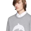 Thom Browne Dolphin Icon 4-Bar Crewneck Sweater