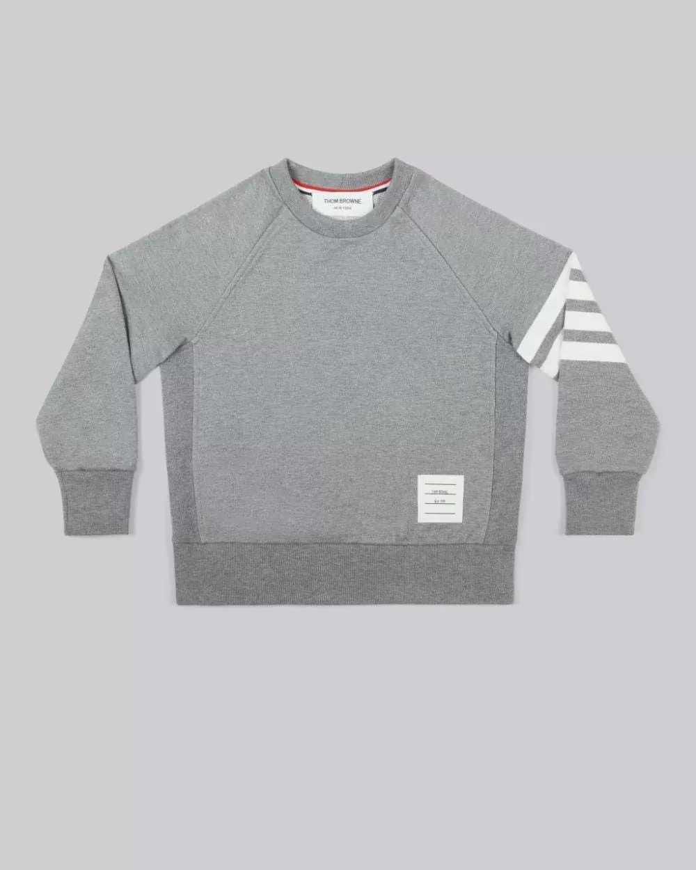 Thom Browne Loopback Jersey Knit Engineered 4-Bar Stripe Crew Neck Sweatshirt