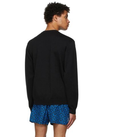 Versace Men's Black Greca & Logo Sweater