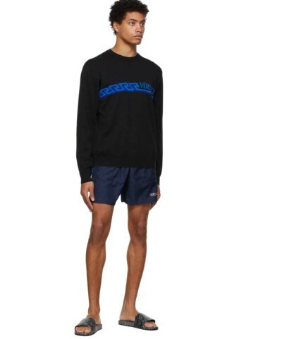 Versace Men's Black Greca & Logo Sweater