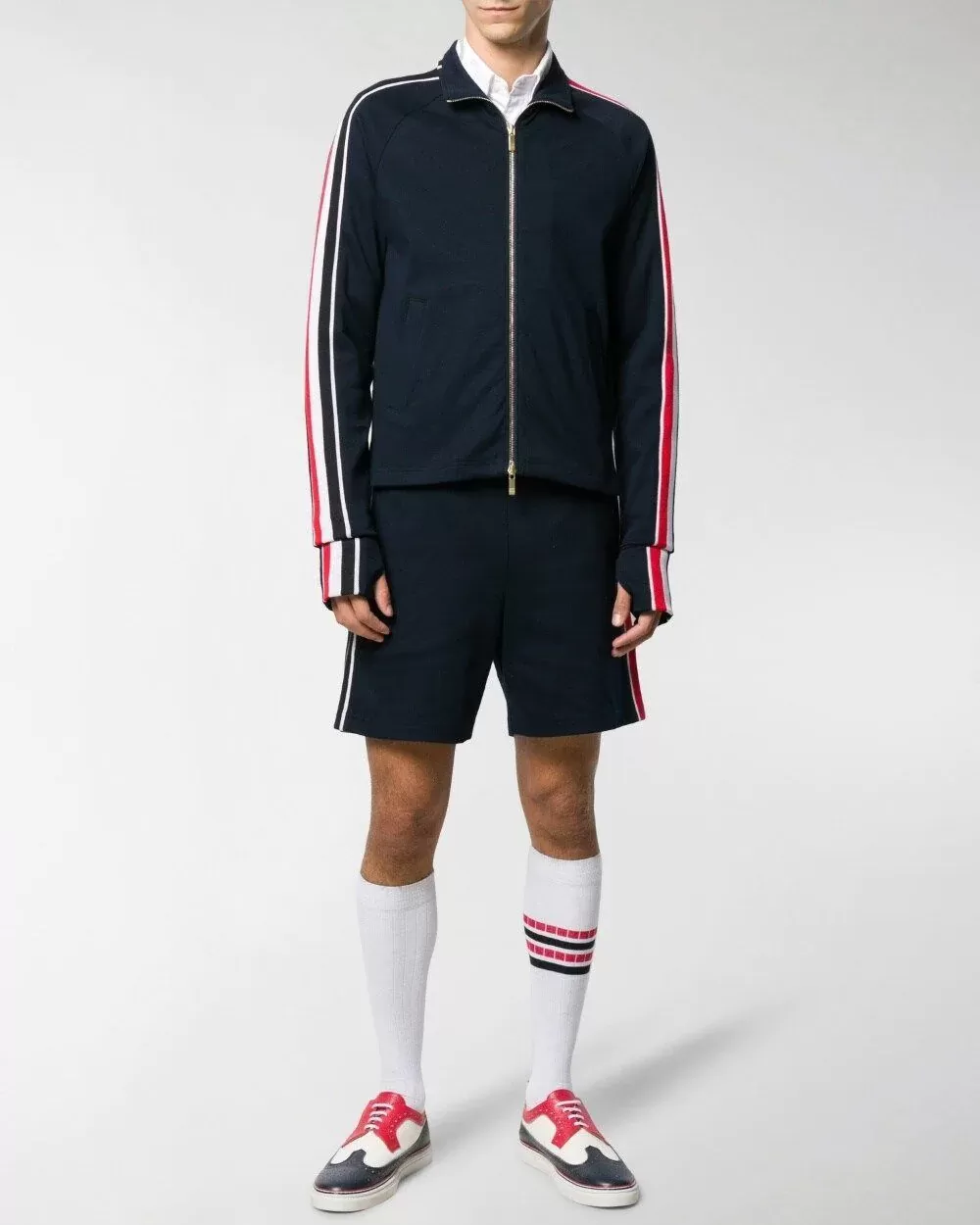 Thom Browne Cotton Interlocking RWB Stripe Track Jacket