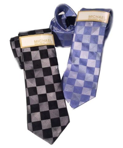 Michael Kors Regular Tie Mens Checkers Check Black Silk Neck Tie-MICHAEL MICHAEL KORS-Fashionbarn shop