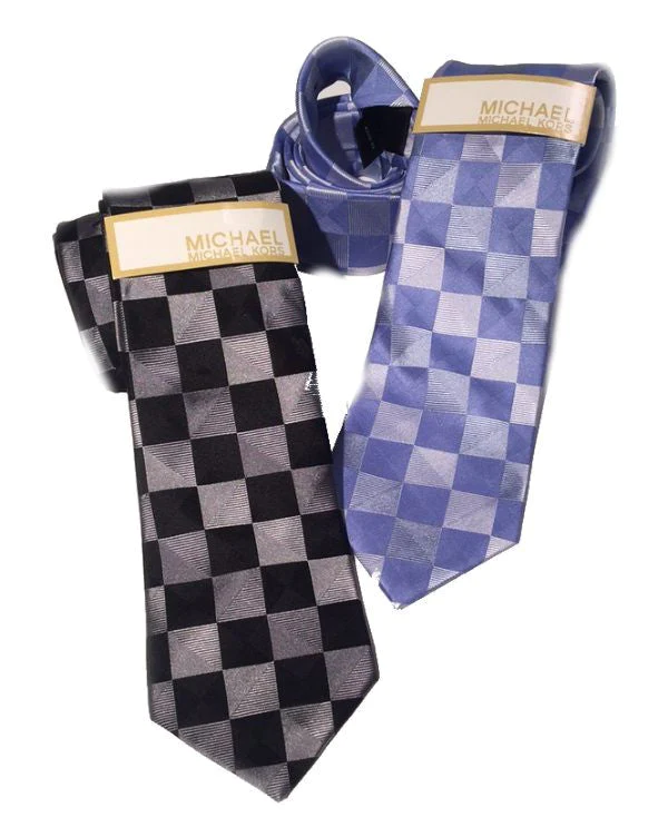 Michael Kors Regular Tie Mens Checkers Check Black Silk Neck Tie-MICHAEL MICHAEL KORS-Fashionbarn shop