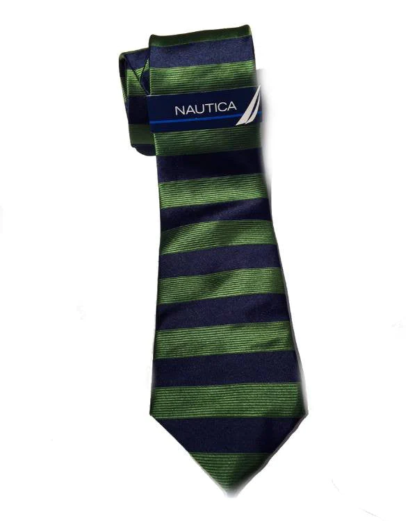 Nautica Regular Tie Mens Windstar Horizontal Green Silk Neck Tie