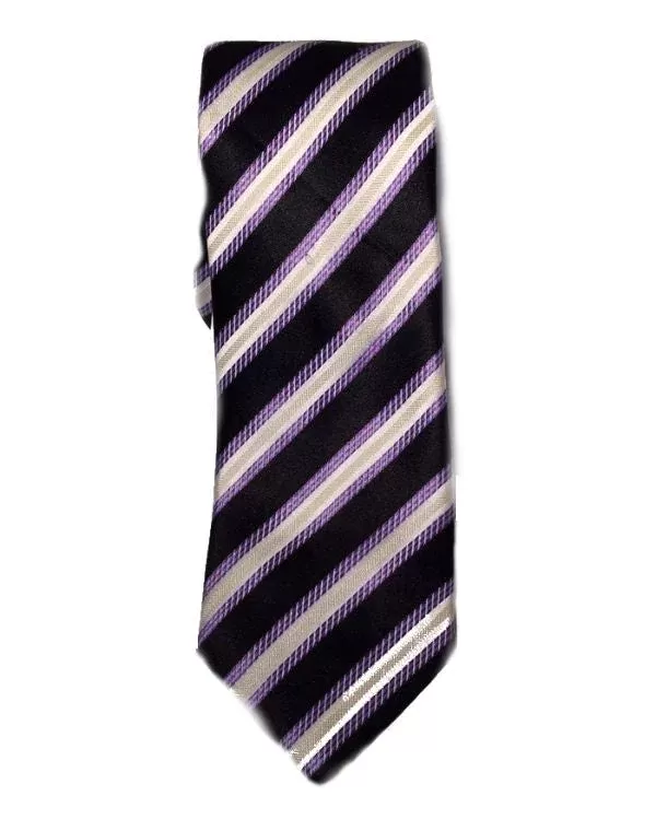 SEAN JOHN Stout Stripe Men's Tie Black Purple