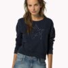 Tommy Hilfiger Womens Star Diaminds Sweater. Navy
