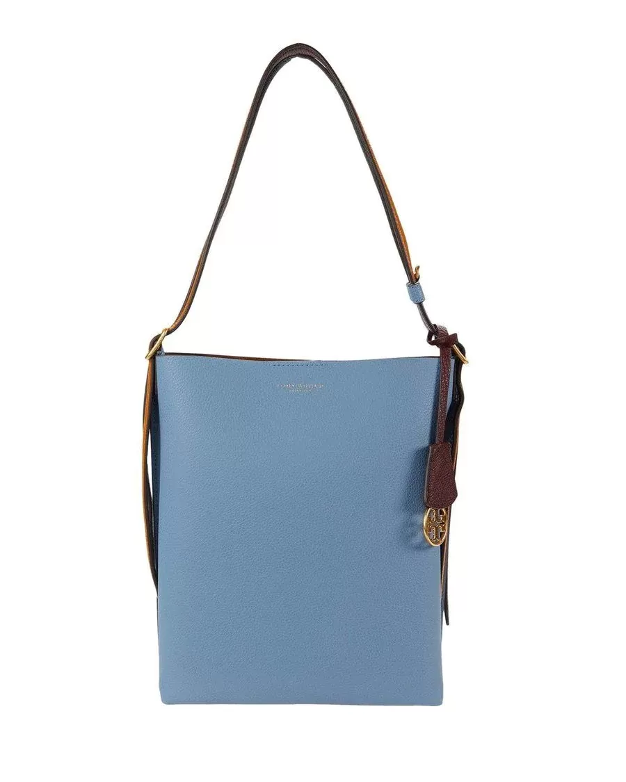 Tory Burch Perry Leather Bucket Bag, Blue