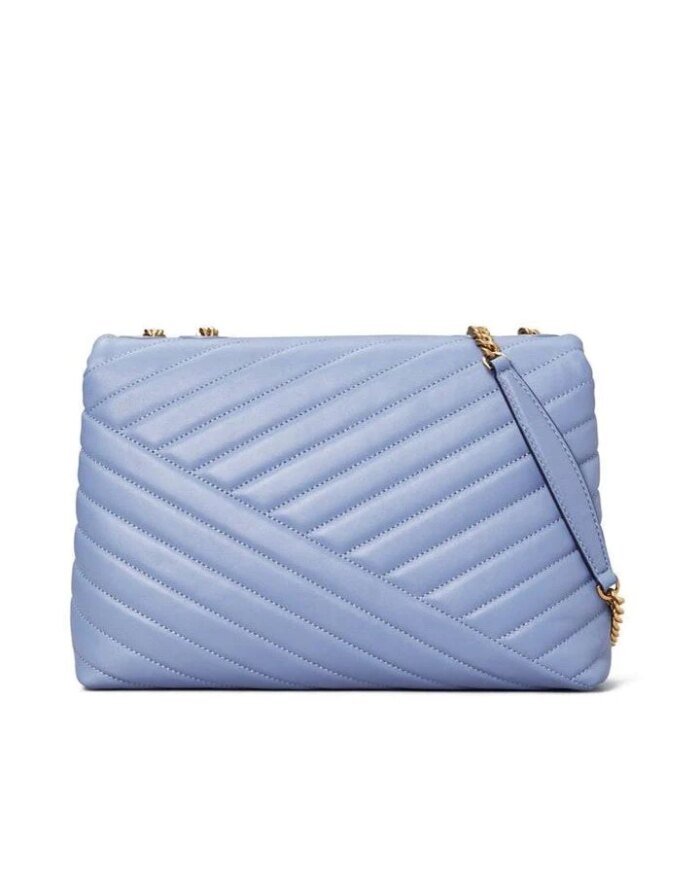 Tory Burch Kira Chevron Convertible Shoulder Bag, Bluewood