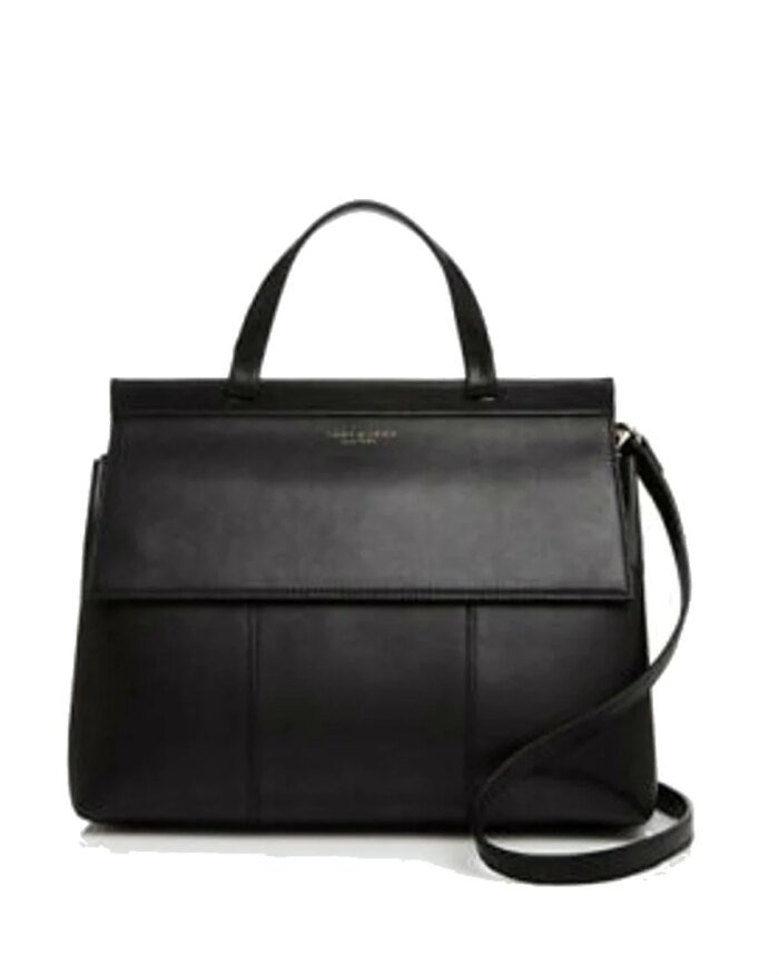 Tory Burch T Block Leather Satchel, Black