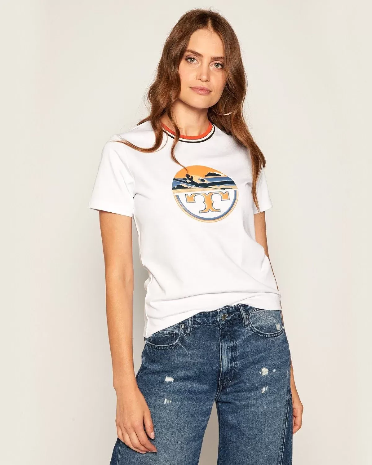 Tory Burch Aviation Print Short-Sleeve T-Shirt