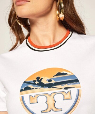 Tory Burch Aviation Print Short-Sleeve T-Shirt