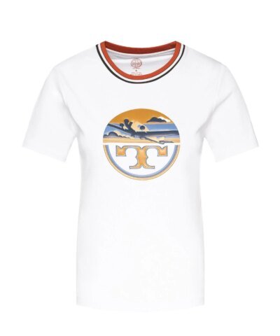 Tory Burch Aviation Print Short-Sleeve T-Shirt